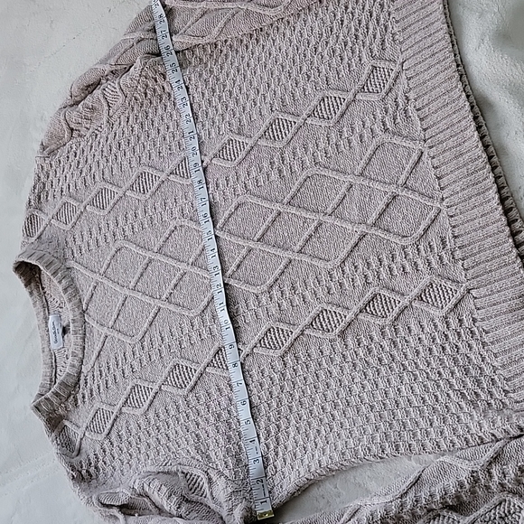 πͺ GOODFELLOW VINTAGE KNIT OATMEAL BEIGE TAUPE CROCHETTE CHUNKY ECLECTIC SWEATER - Picture 5 of 6